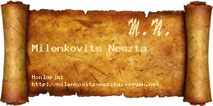 Milenkovits Neszta névjegykártya